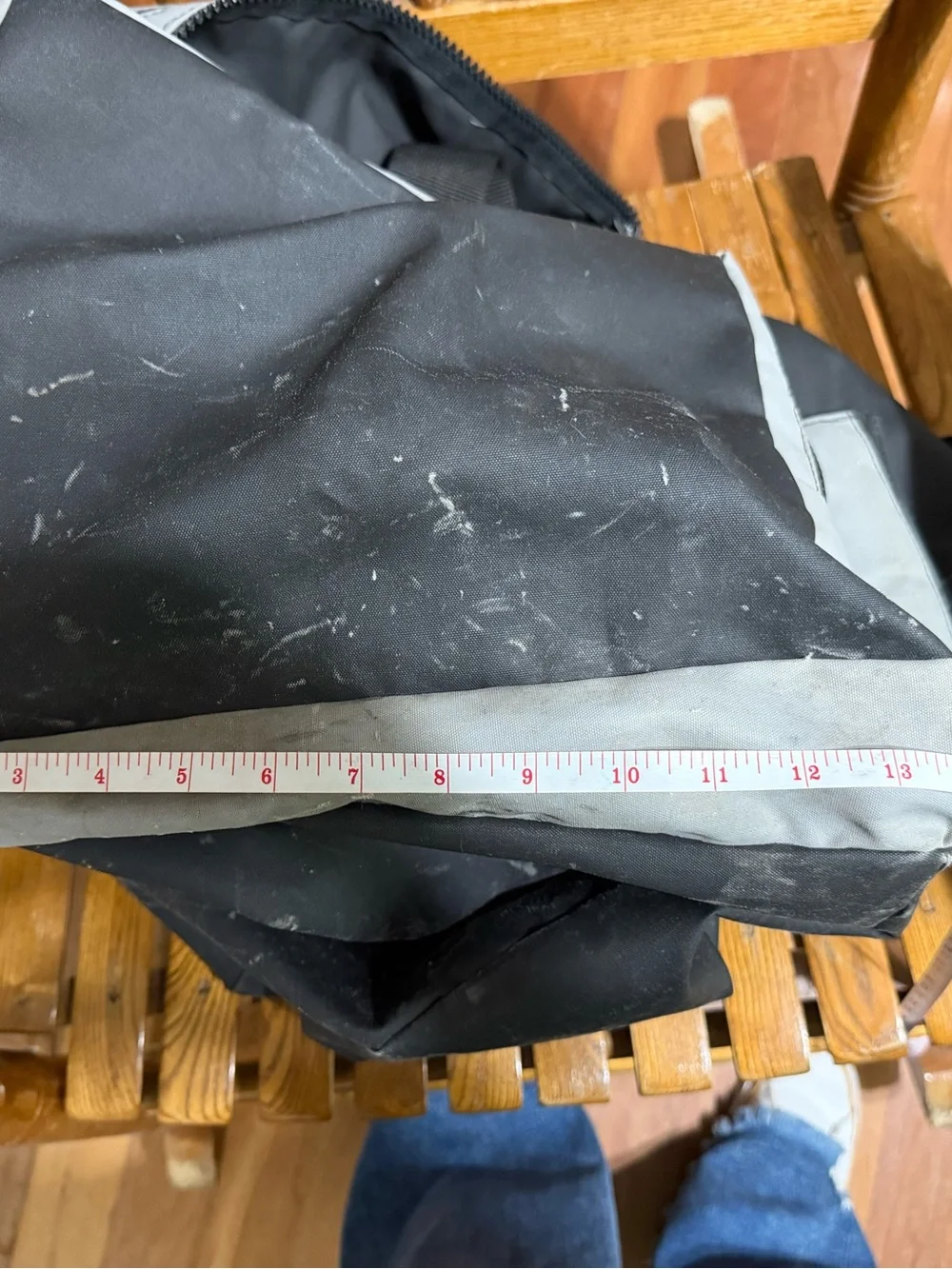Large Black/Gray Nylon Duffle Gym Bag, Zip Closure, Adjustable Strap 23x13